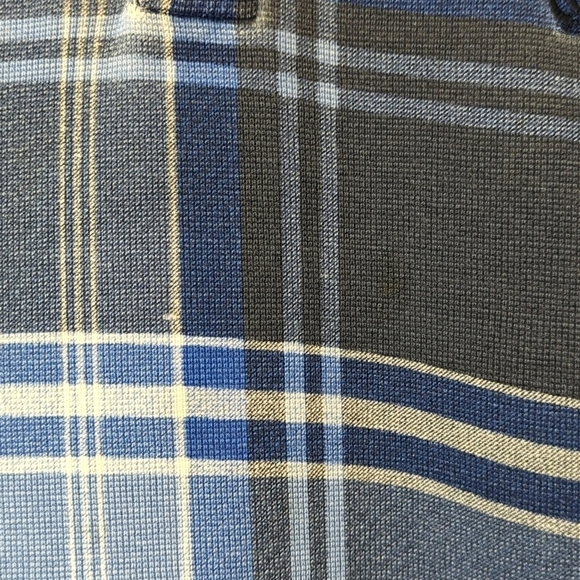 Nautica 90's Vintage Preppy Plaid Short Sleeve Henley Polo Shirt Navy Blue XL - Picture 6 of 10